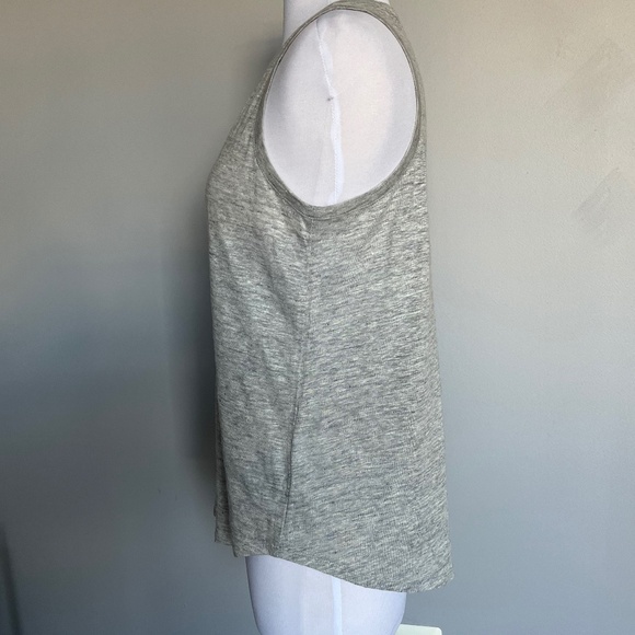 Vince Split Neck Linen Relaxed Casual Pocket Pullover Gray Tank Top Blouse Small - Picture 5 of 8